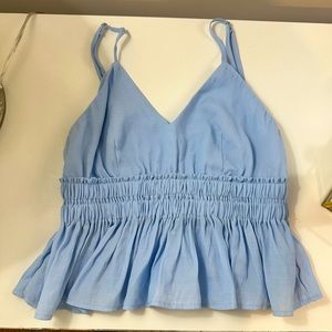 Blue Victoria and Sophia ruffle tank top. New with tags. Size small.